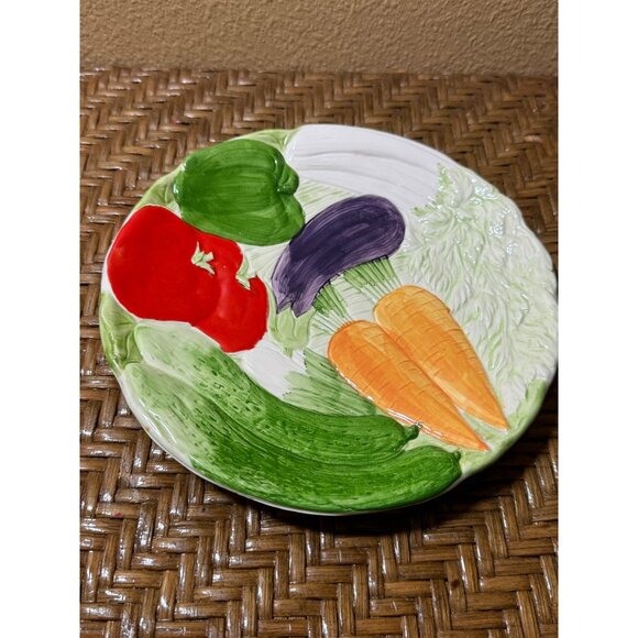 Vintage Hand-Painted Ceramic Plate With Vegetable Design By The Hadon Group - Picture 1 of 5